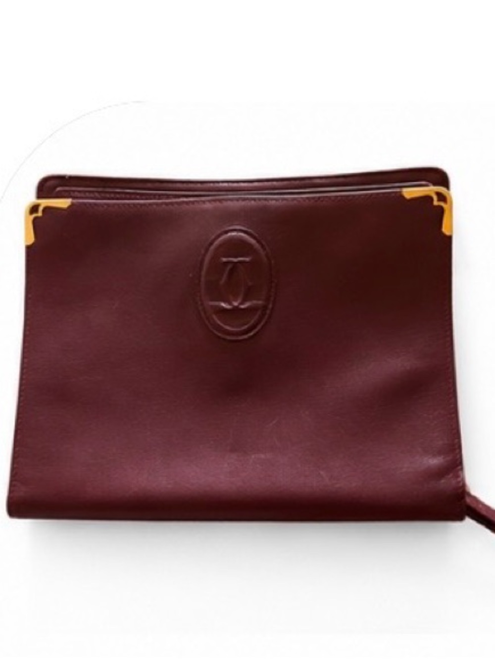 ✨ Authentic Vintage Must de Cartier Bordeaux Leather Clutch / Long Wallet ✨